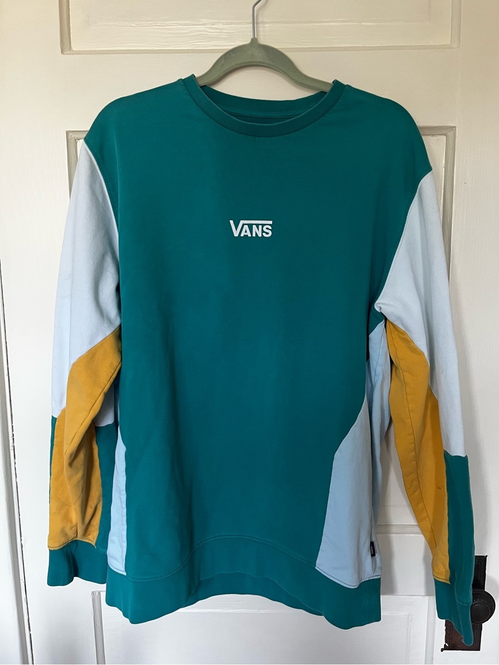 Vans Colorblock Crewneck Sweatshirt | Teal Blue Mustard | Unisex